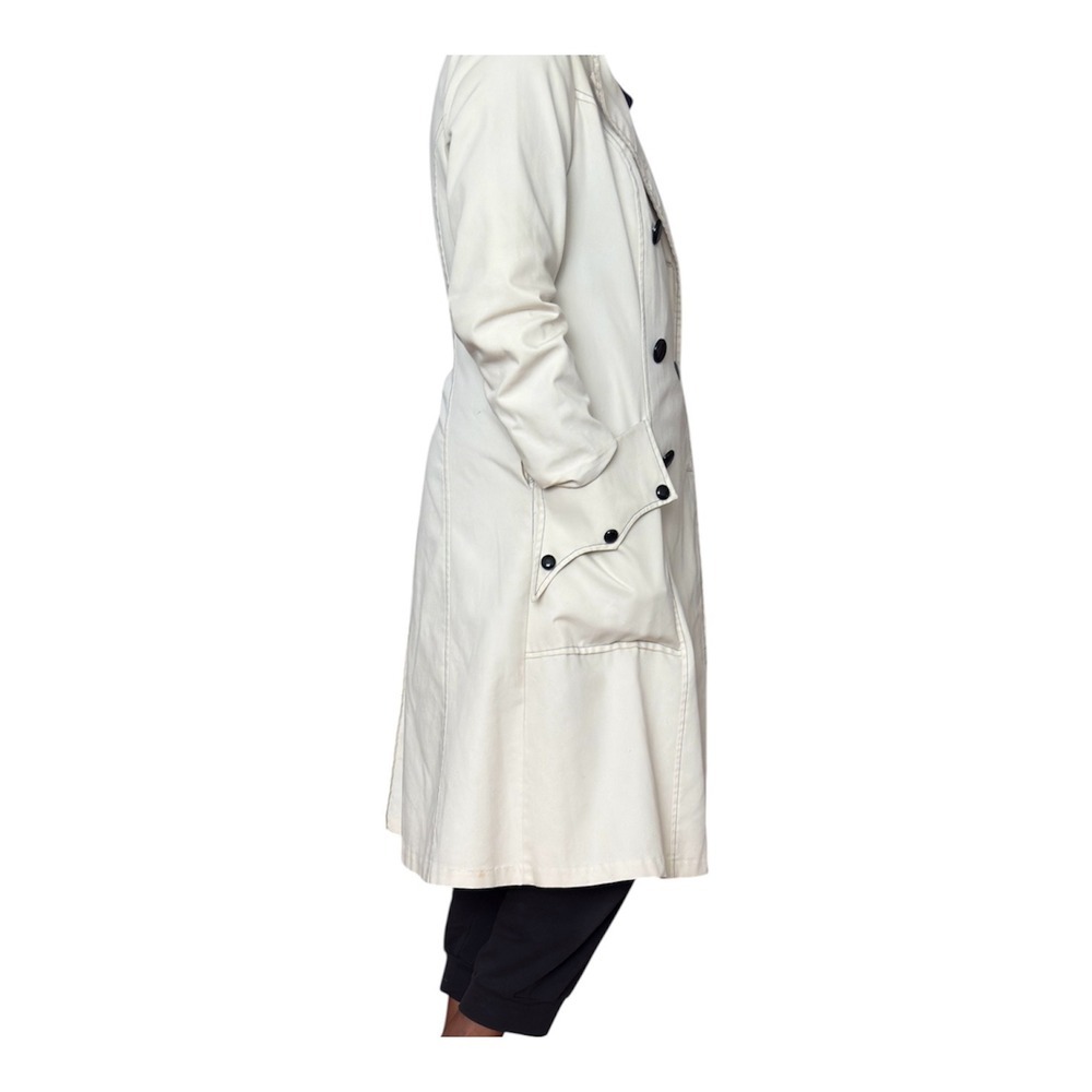 Vintage Cream Double Breasted Trench Coat Women's Long Sleeves M